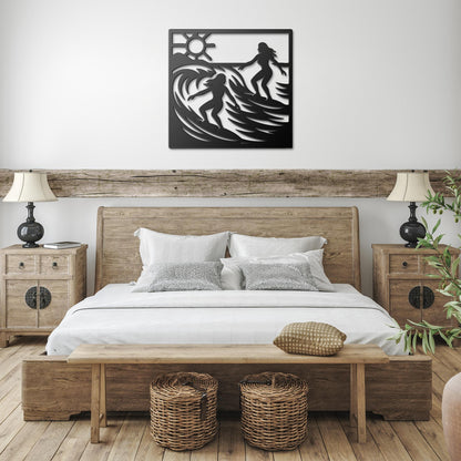 Surfer_Girls_Ride_the_Waves_Black_Farmhouse_Bedroom_Mockup