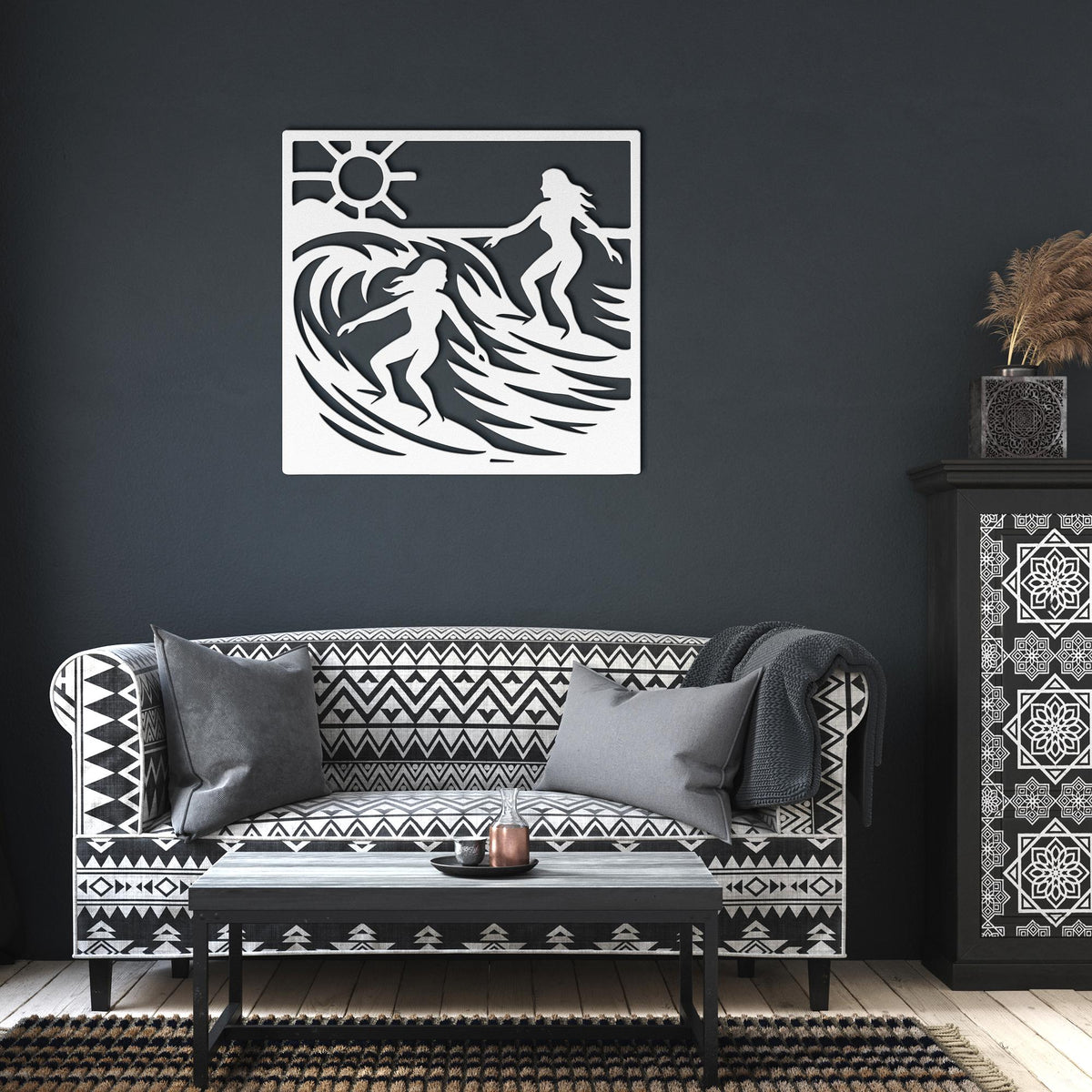 Surfer_Girls_Ride_the_Waves_White_Dark_Living_Room_Mockup