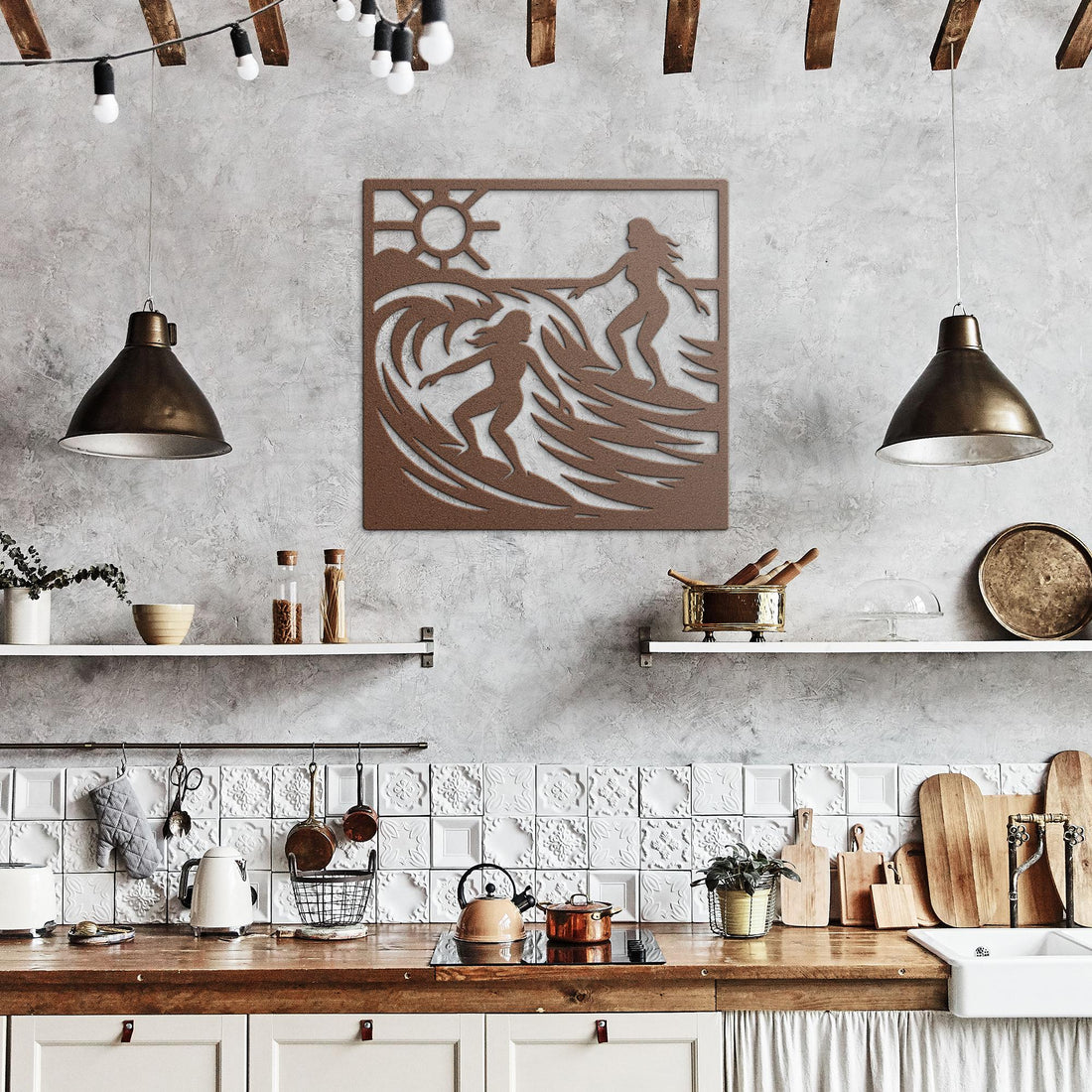 Surfer_Girls_Ride_the_Waves_Copper_Rustic_Kitchen_Mockup