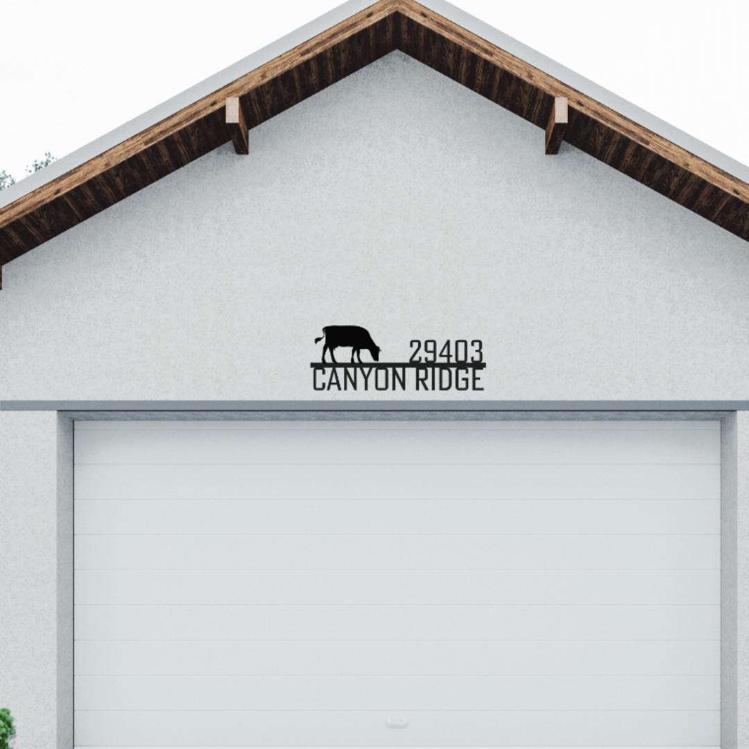 Address + Cow Metal Sign - Country Proud USA