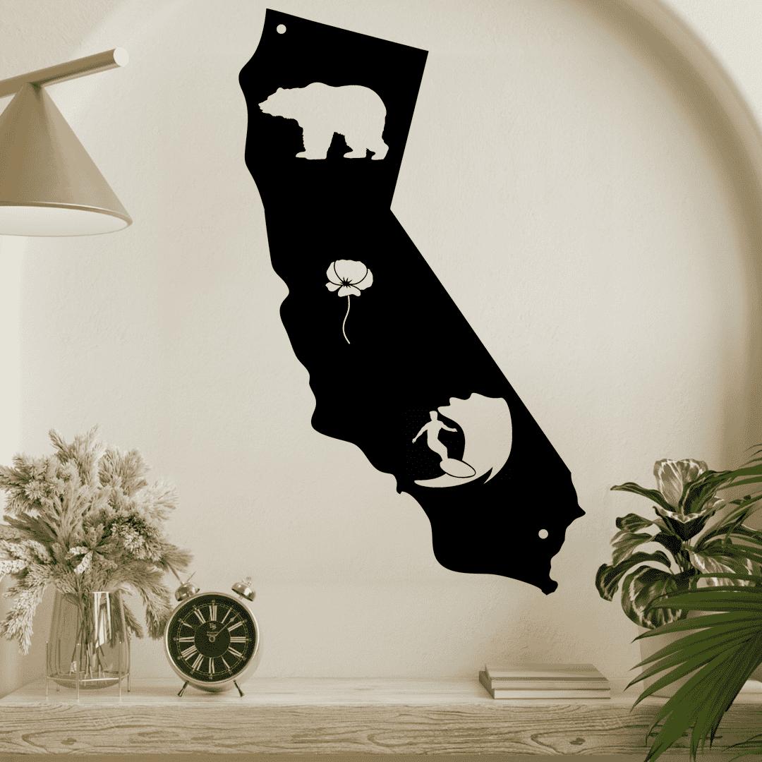 The Golden State California Metal Wall Art