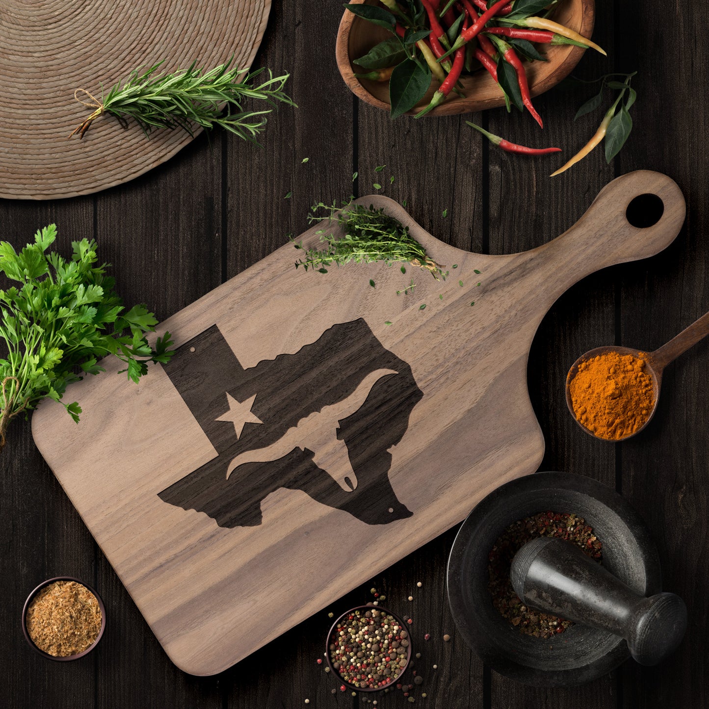 The Lone Star State Texas Hardwood Paddle Cutting Board