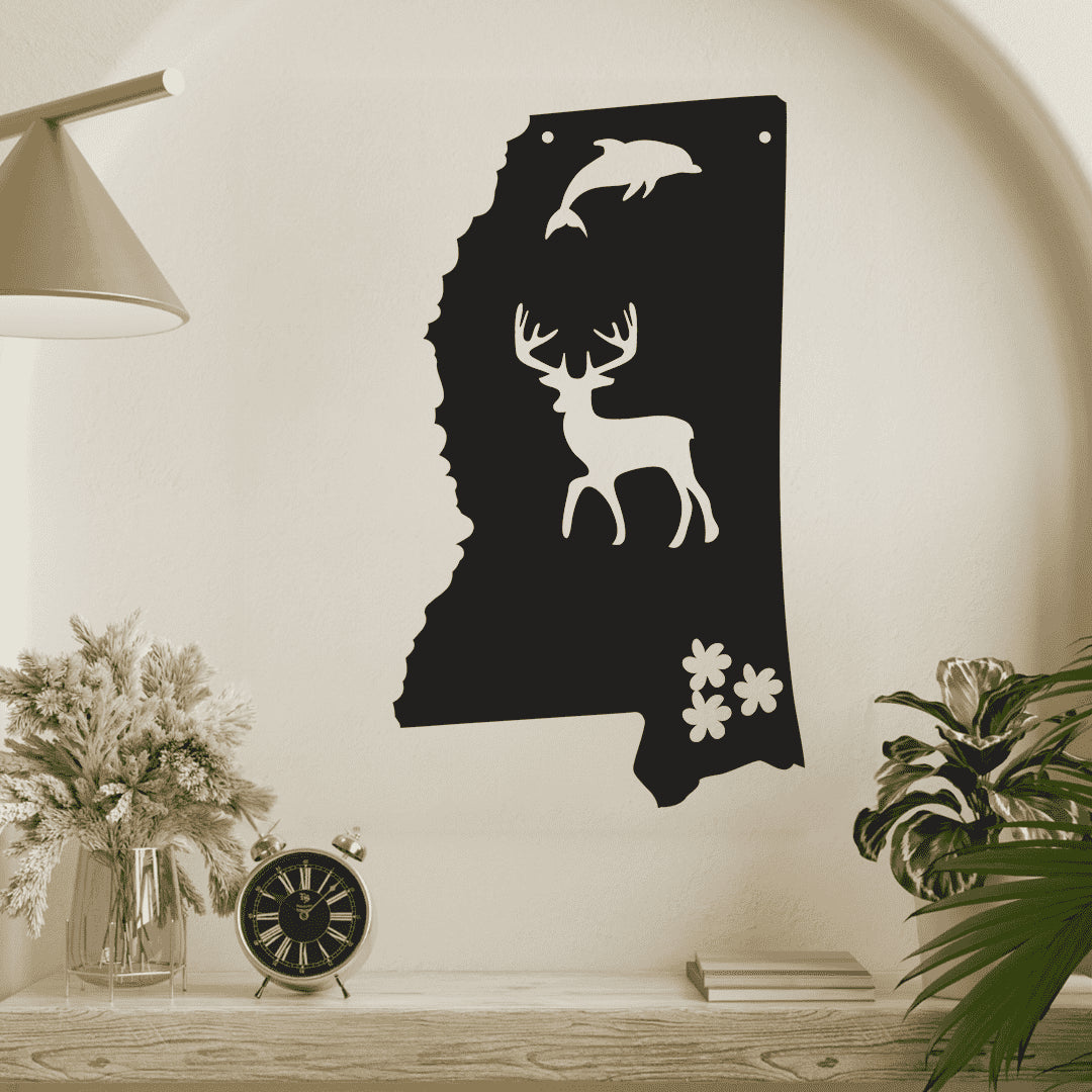 The Magnolia State Mississippi Metal Wall Art