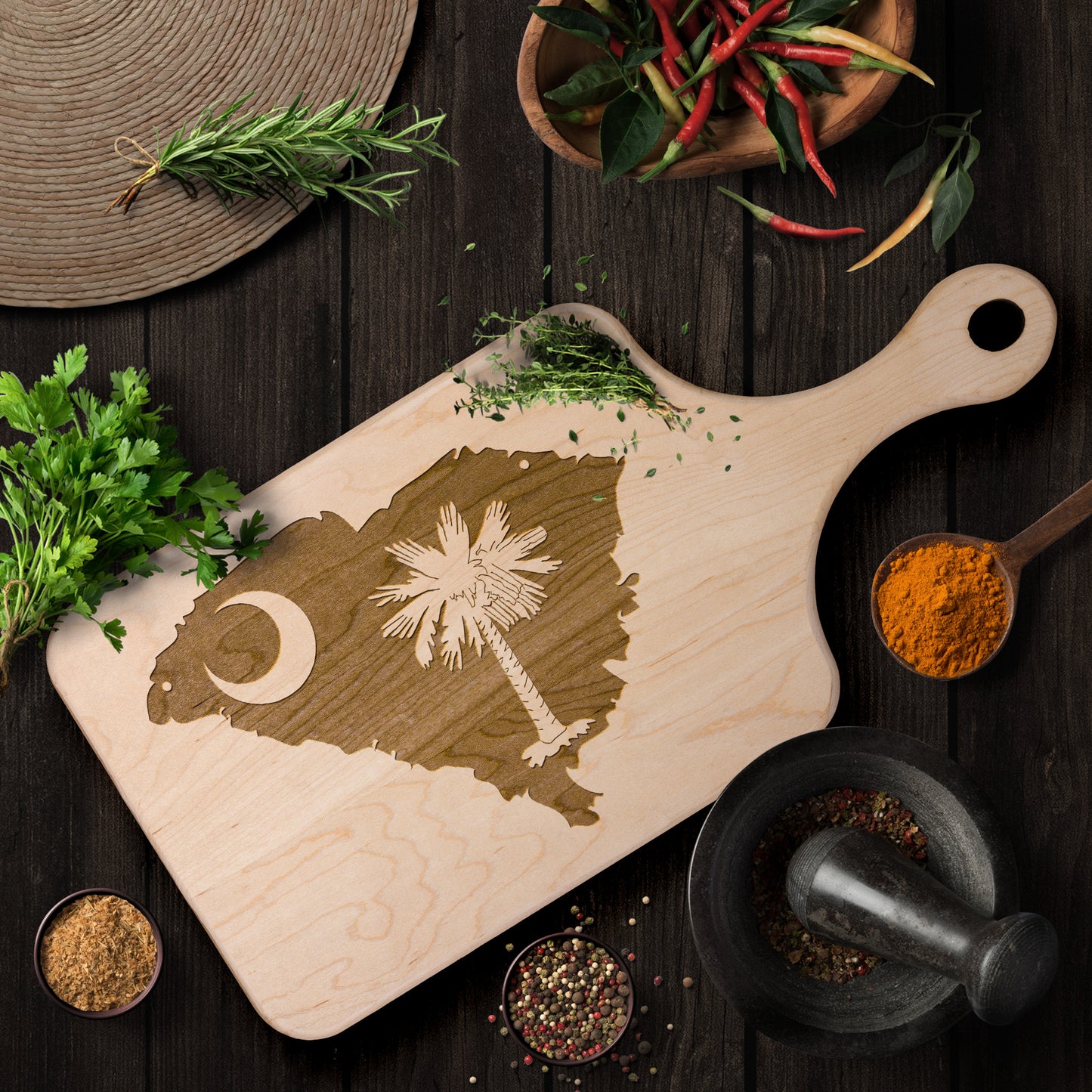 The Palmetto State Hardwood Paddle Cutting Board