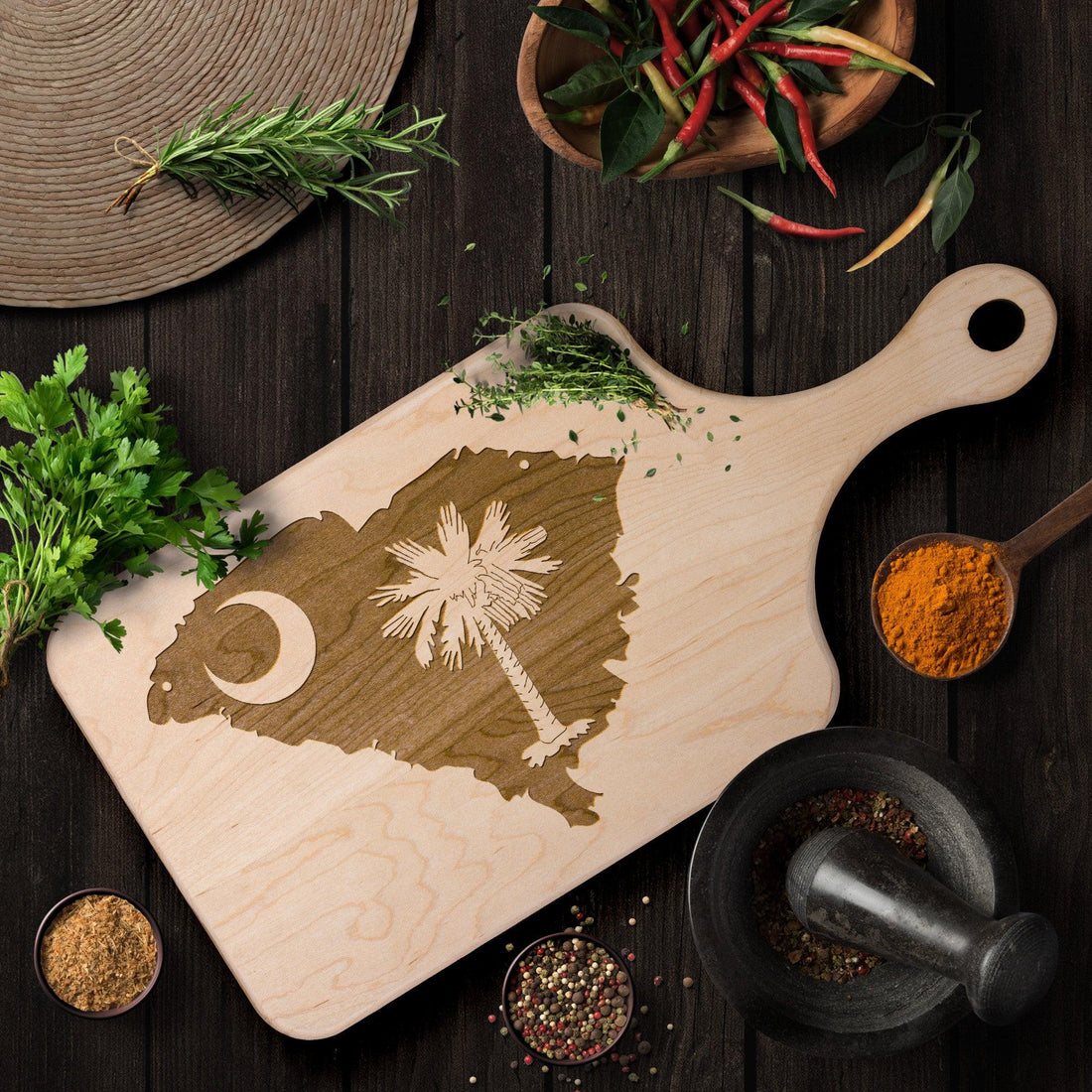 The Palmetto State Hardwood Paddle Cutting Board