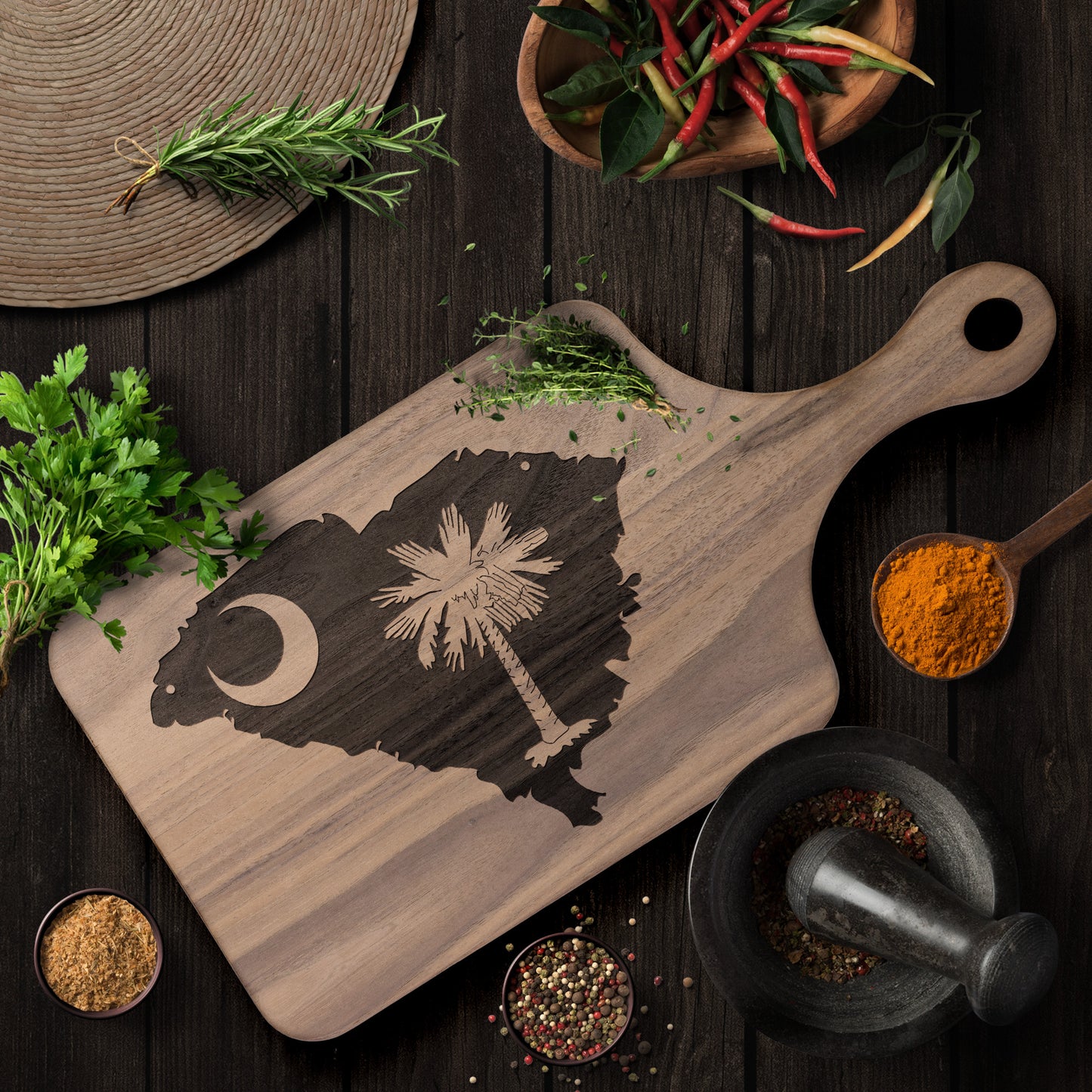 The Palmetto State Hardwood Paddle Cutting Board