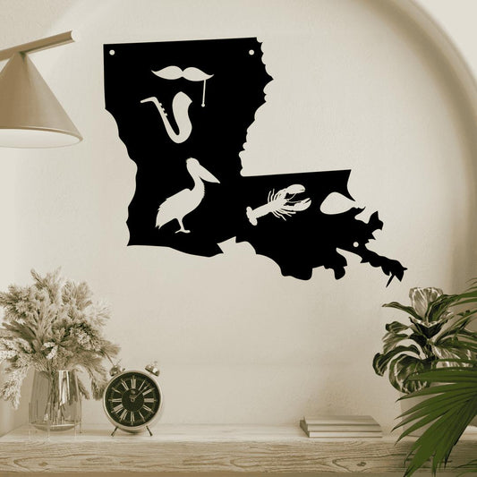 The Pelican State Louisiana Metal Wall Art