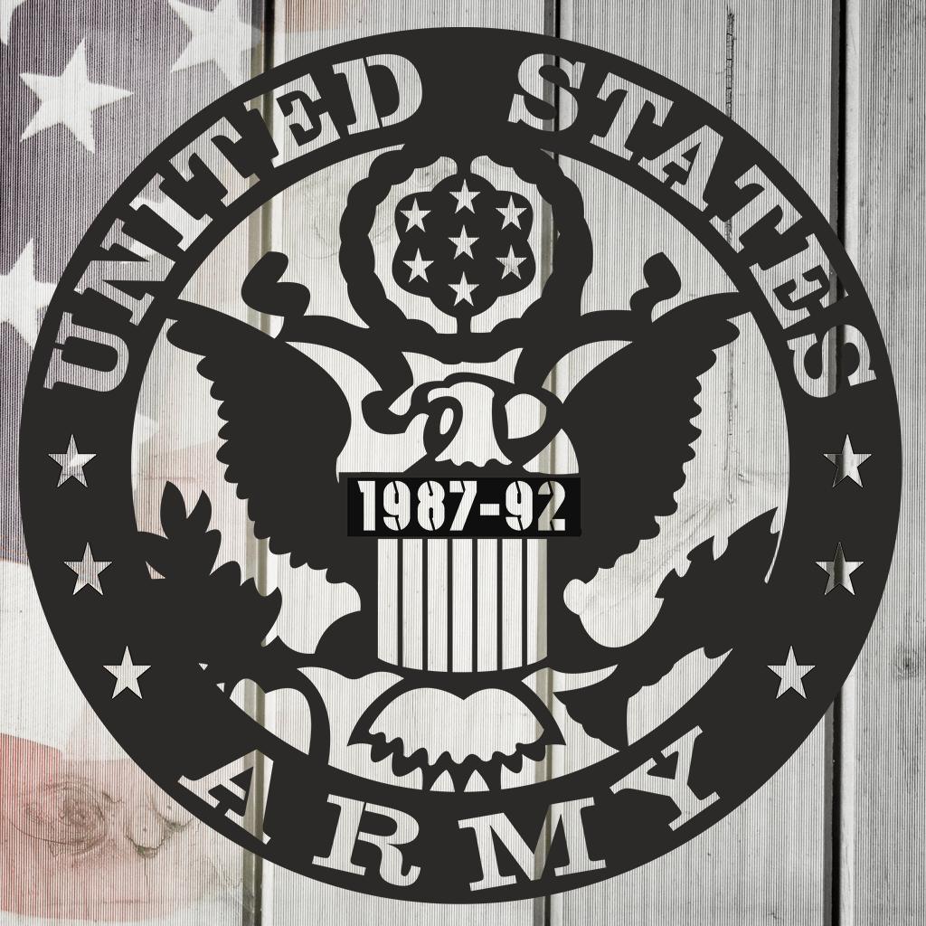 US Army Service Date Circle Metal Wall Art