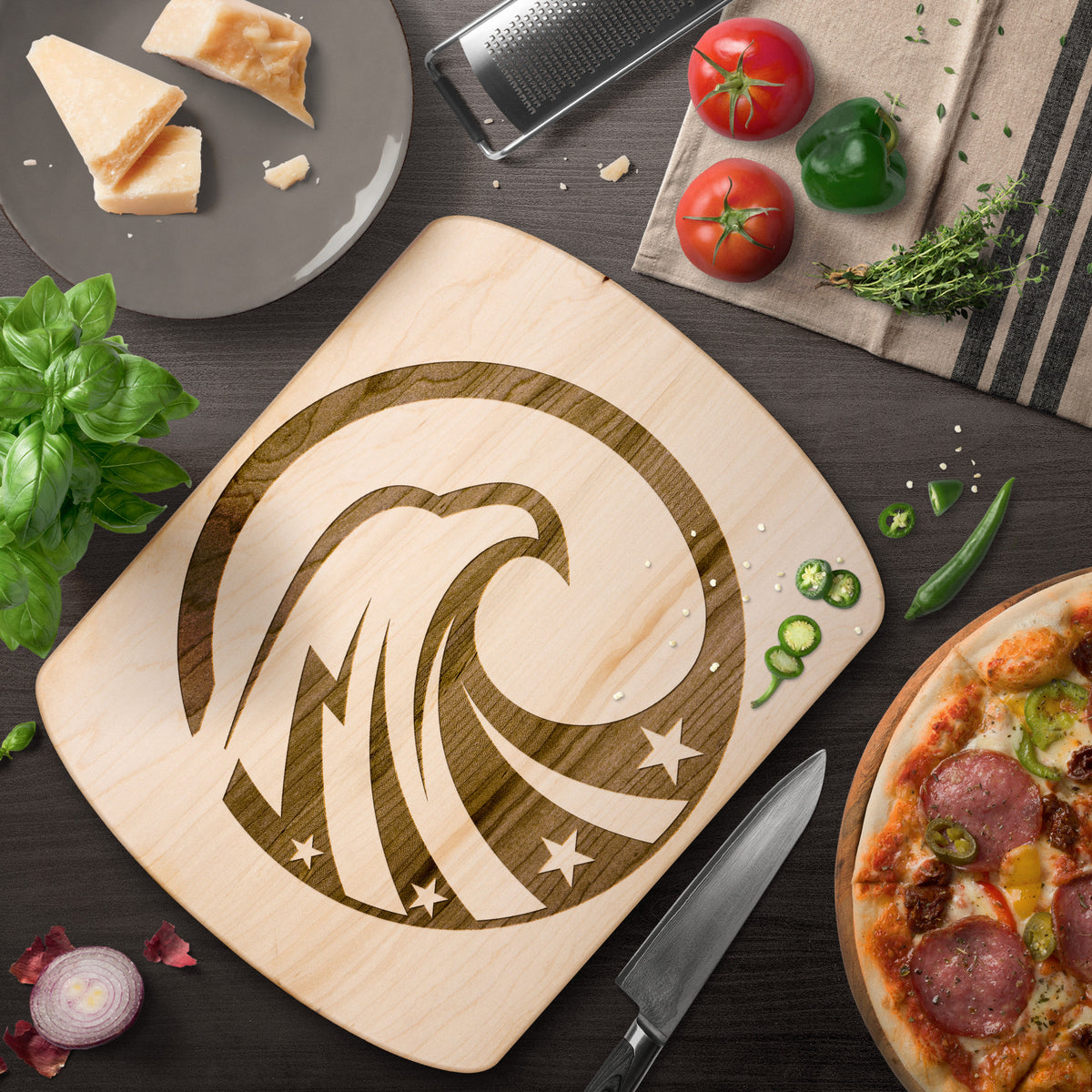 USA Eagle with Stars Hardwood Cutting Board