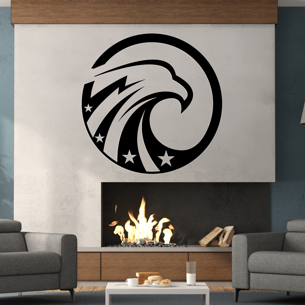 USA Proud American Eagle with Stars Metal Wall Art