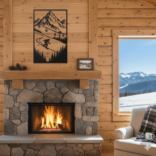 Snowboard Mountain Scene Metal Wall Ar - Country Proud USA