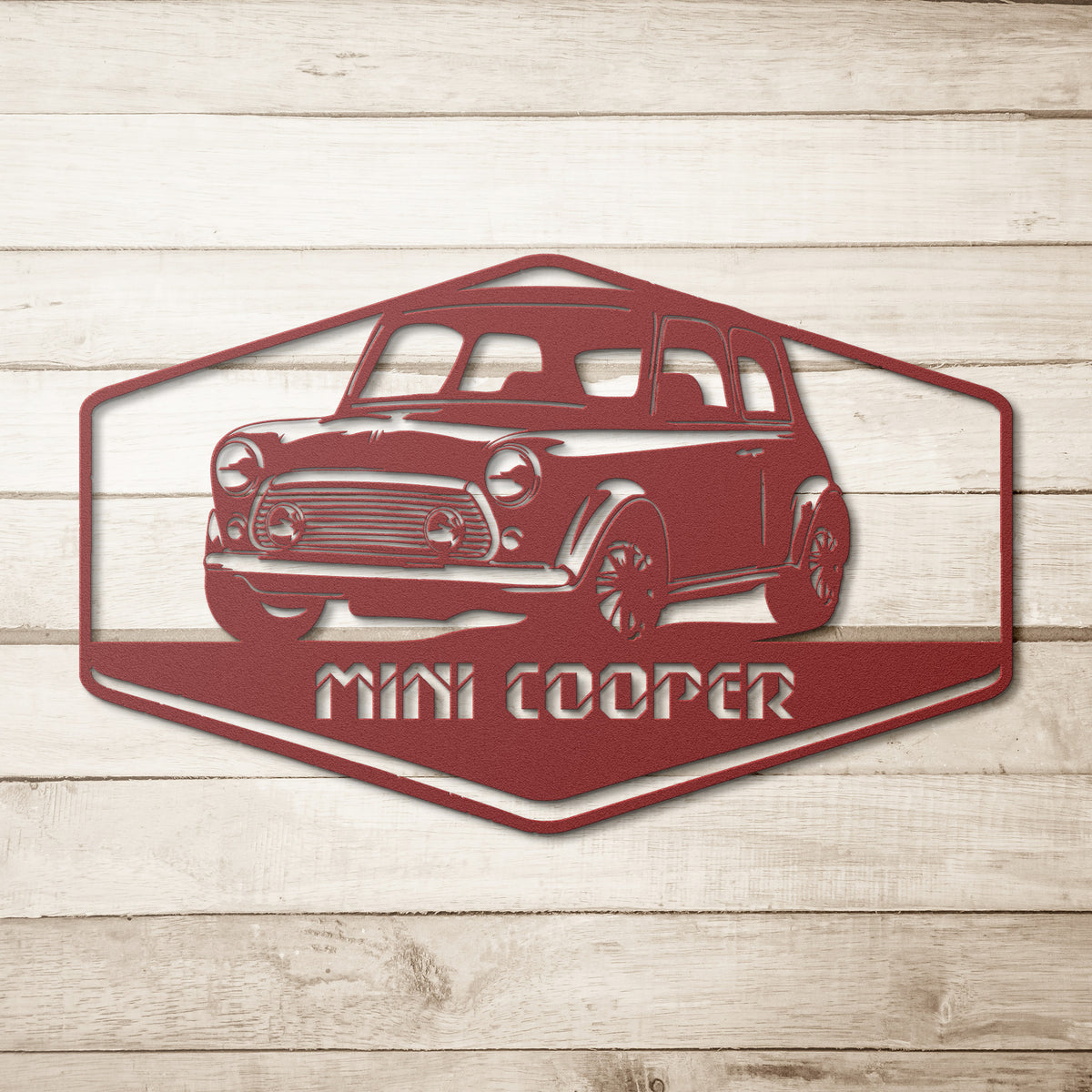 Vintage British Car Mini Cooper Metal Wall Art - Country Proud USA