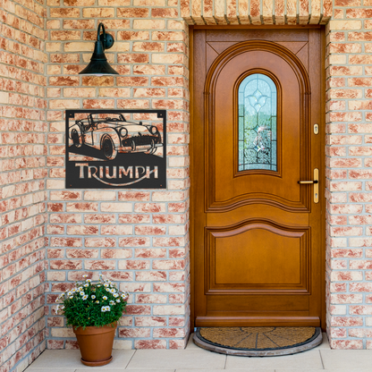 Vintage_British_Car_Triumph_TR3_Metal_Wa_Black_Brick_Entrance_Mockup.png