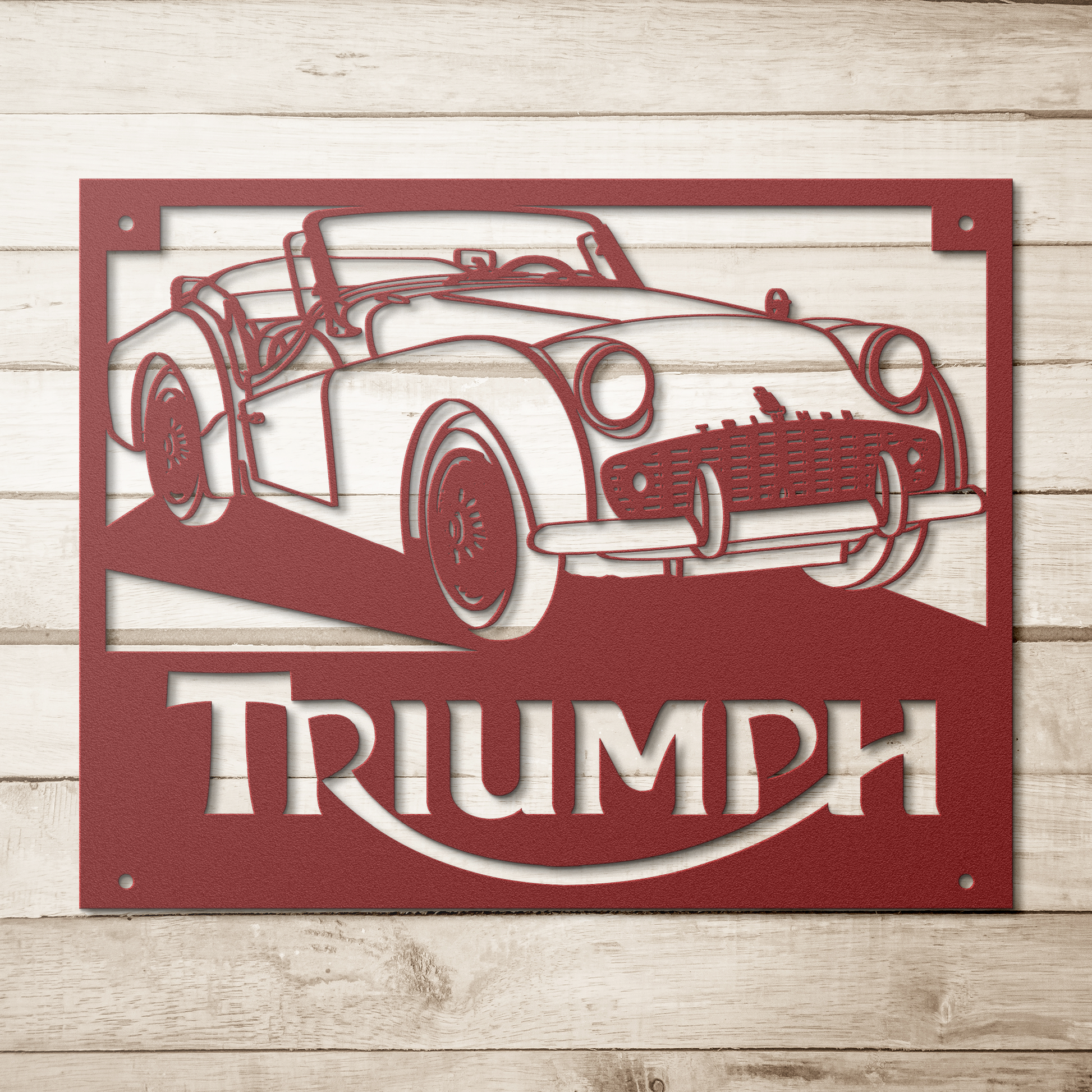 Vintage_British_Car_Triumph_TR3_Metal_Wa_Red_Simple_Wood_BKGD_Mockup.png