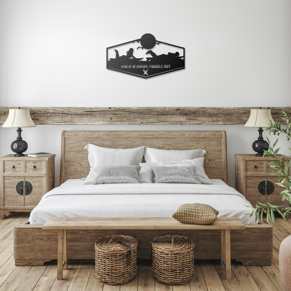 When_in_Doubt_Paddle_Out_Metal_Wall_Art_Black_Farmhouse_Bedroom_Mockup.png
