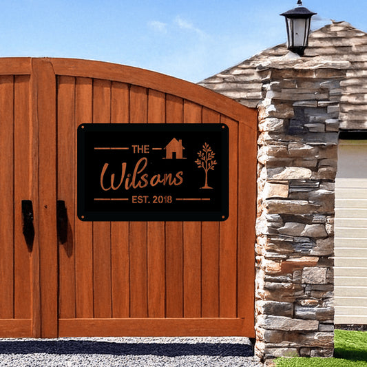 Custom Family Name Metal Address Sign - Country Proud USA