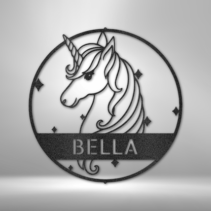 Cute Unicorn Monogram Metal Art