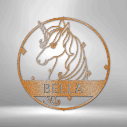 Cute Unicorn Monogram Metal Art