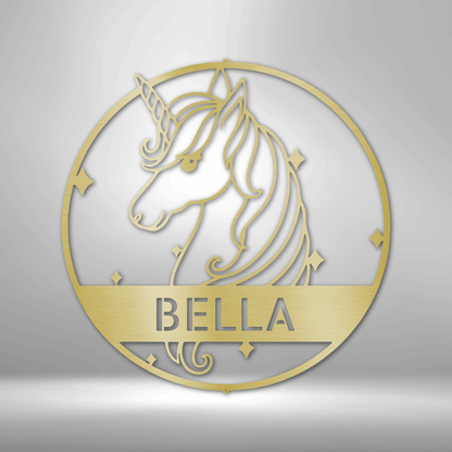 Cute Unicorn Monogram Metal Art