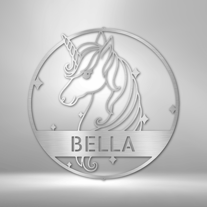 Cute Unicorn Monogram Metal Art