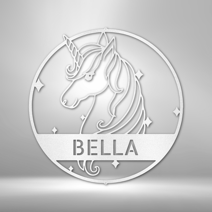 Cute Unicorn Monogram Metal Art