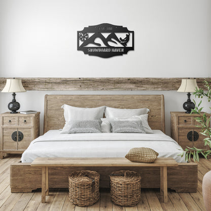 Snowboard Lodge, Cabin, Ranch or Vacation Home Personalized Metal Artwork