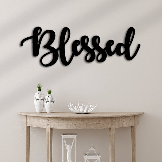 Blessed Script Classic Metal Wall Decor Piece