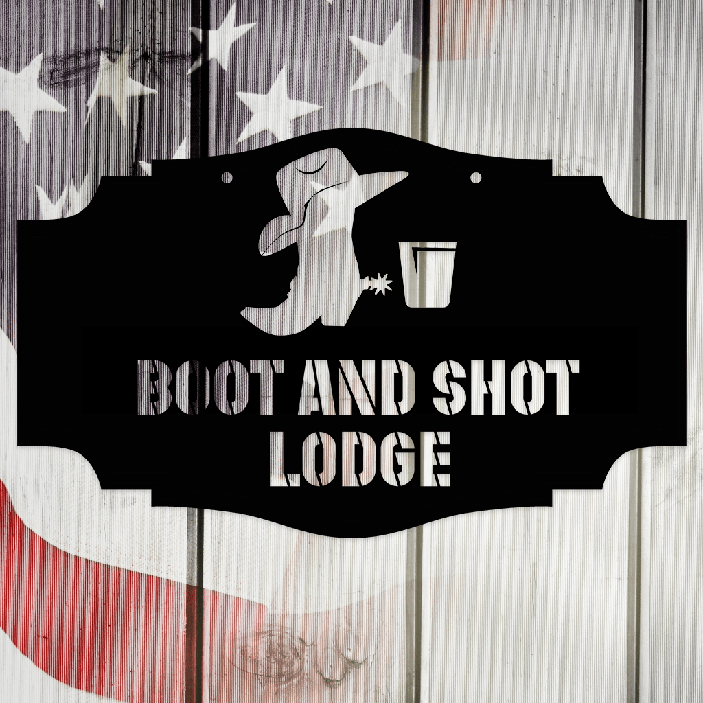 Boot & Shot Lodge, Cabin, Ranch or Vacation Home Personalized Metal Artwork