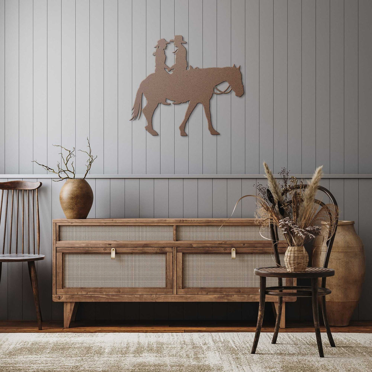 Cowboy and Cowgirl on Horse