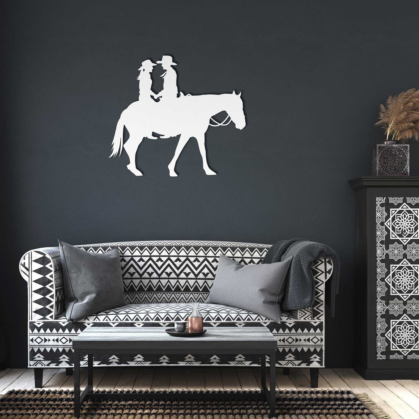 Cowboy and Cowgirl on Horse