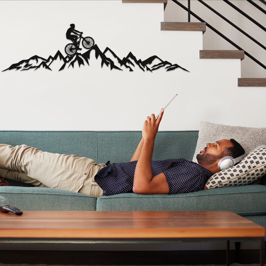 Cycling the Mountains Metal Wall Art Decor