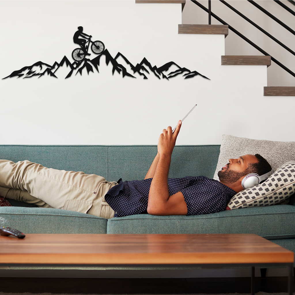 Cycling the Mountains Metal Wall Art Decor