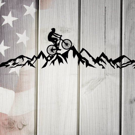 Cycling the Mountains Metal Wall Art Decor