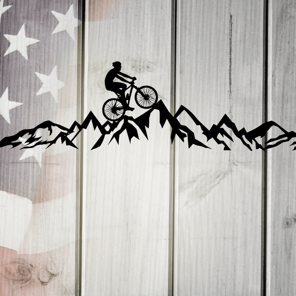Cycling the Mountains Metal Wall Art Decor