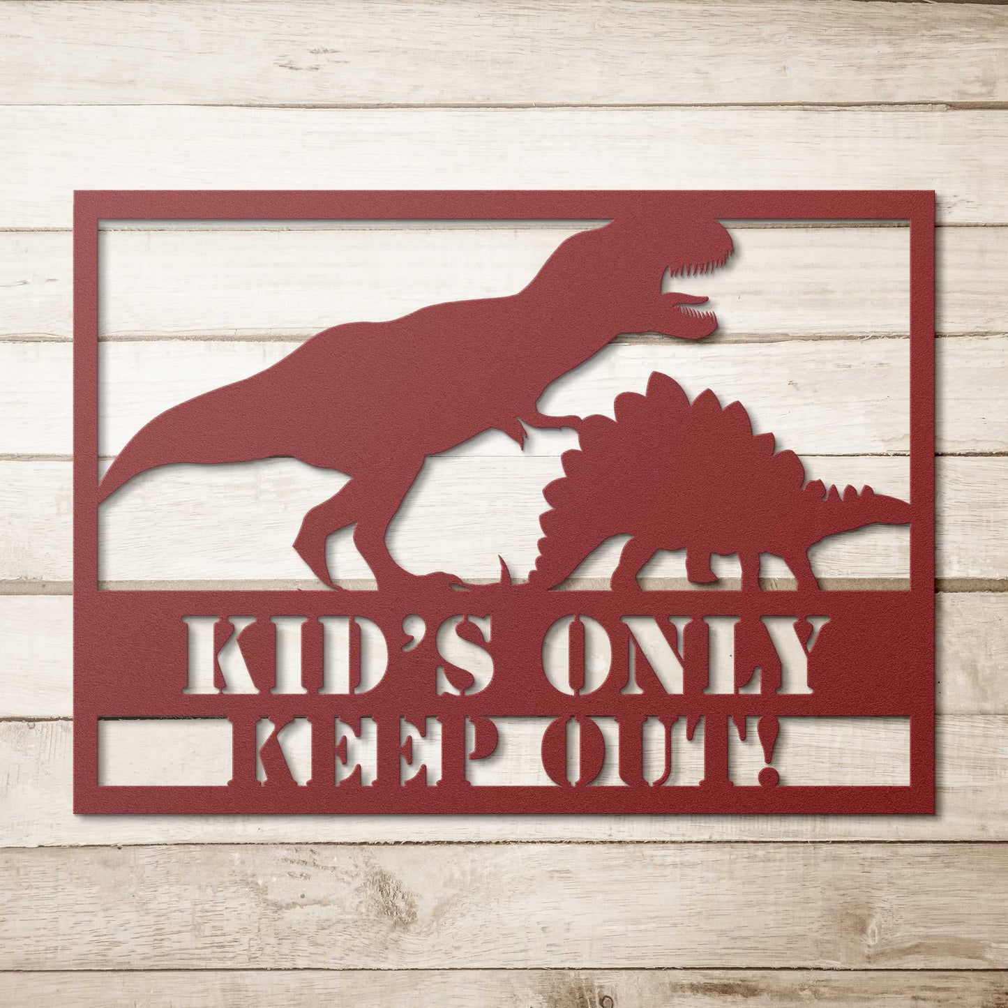 Danger! Dinosaurs Kids Only Keep Out Metal Wall Art