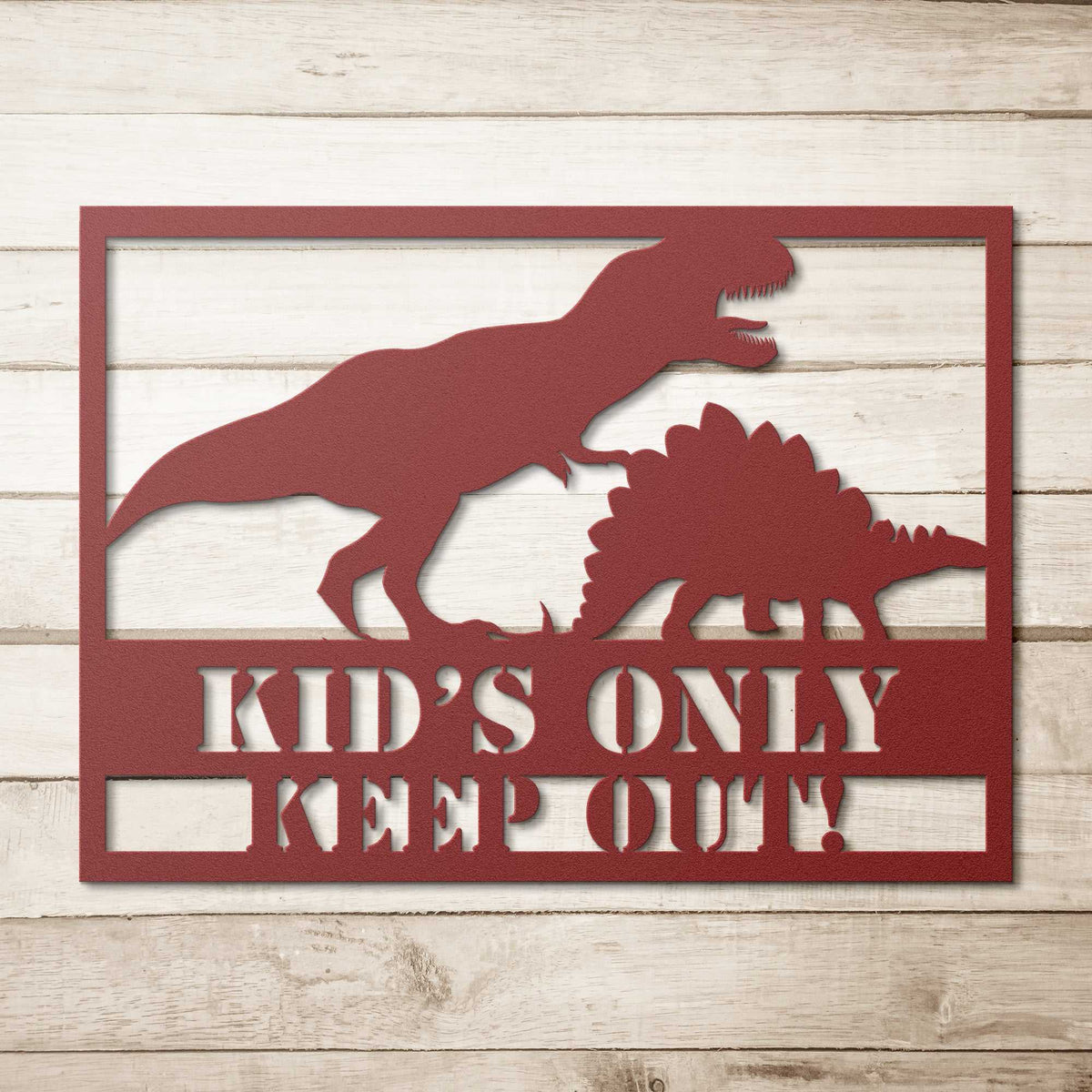 Danger! Dinosaurs Kids Only Keep Out Metal Wall Art