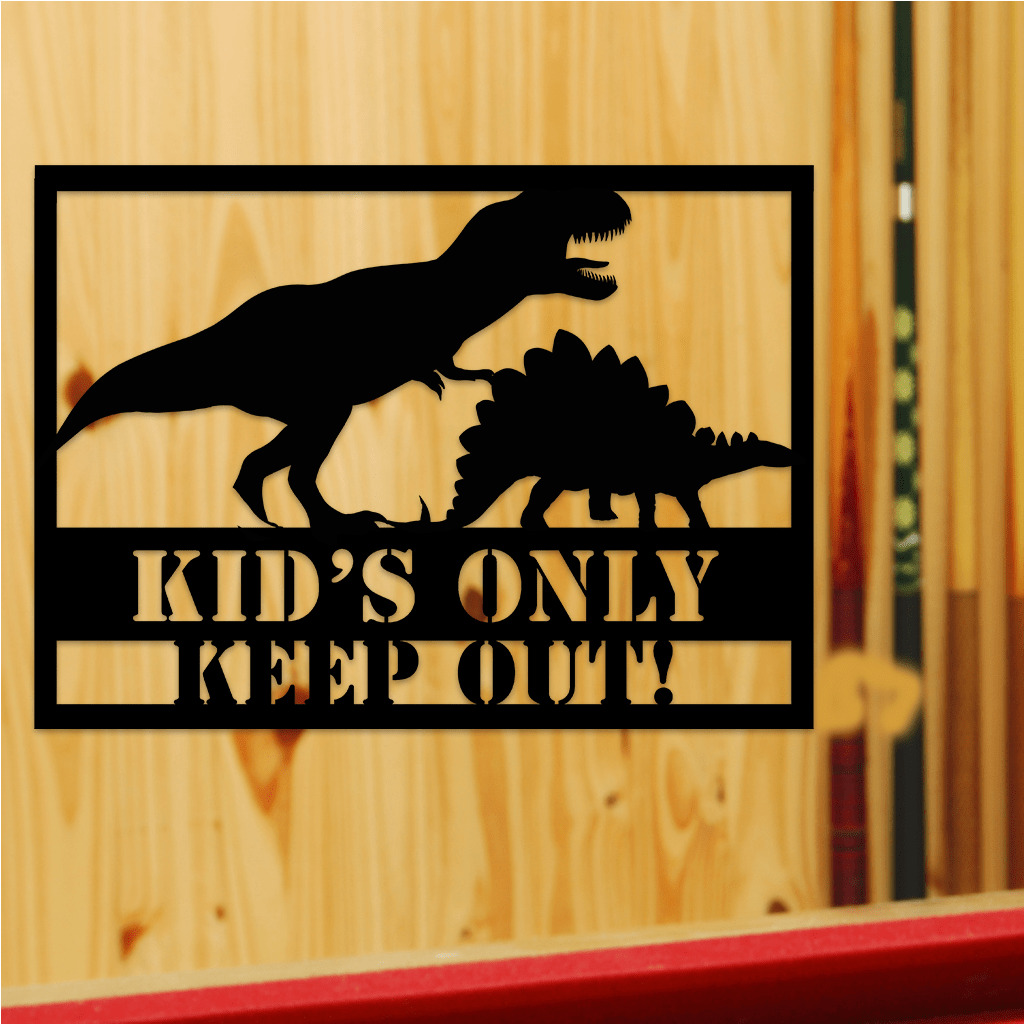 Danger! Dinosaurs Kids Only Keep Out Metal Wall Art