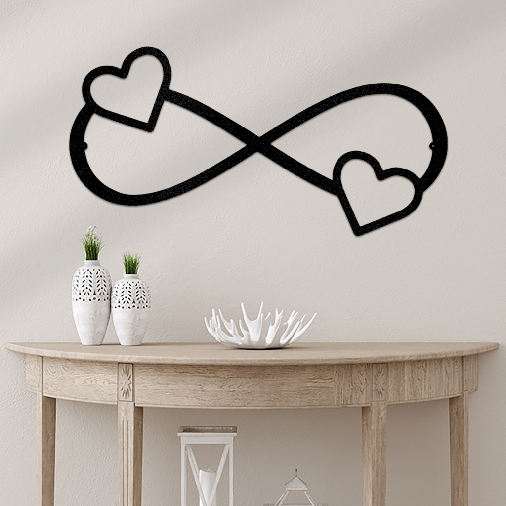 Double Heart Infinity Metal Wall Art Home Decor