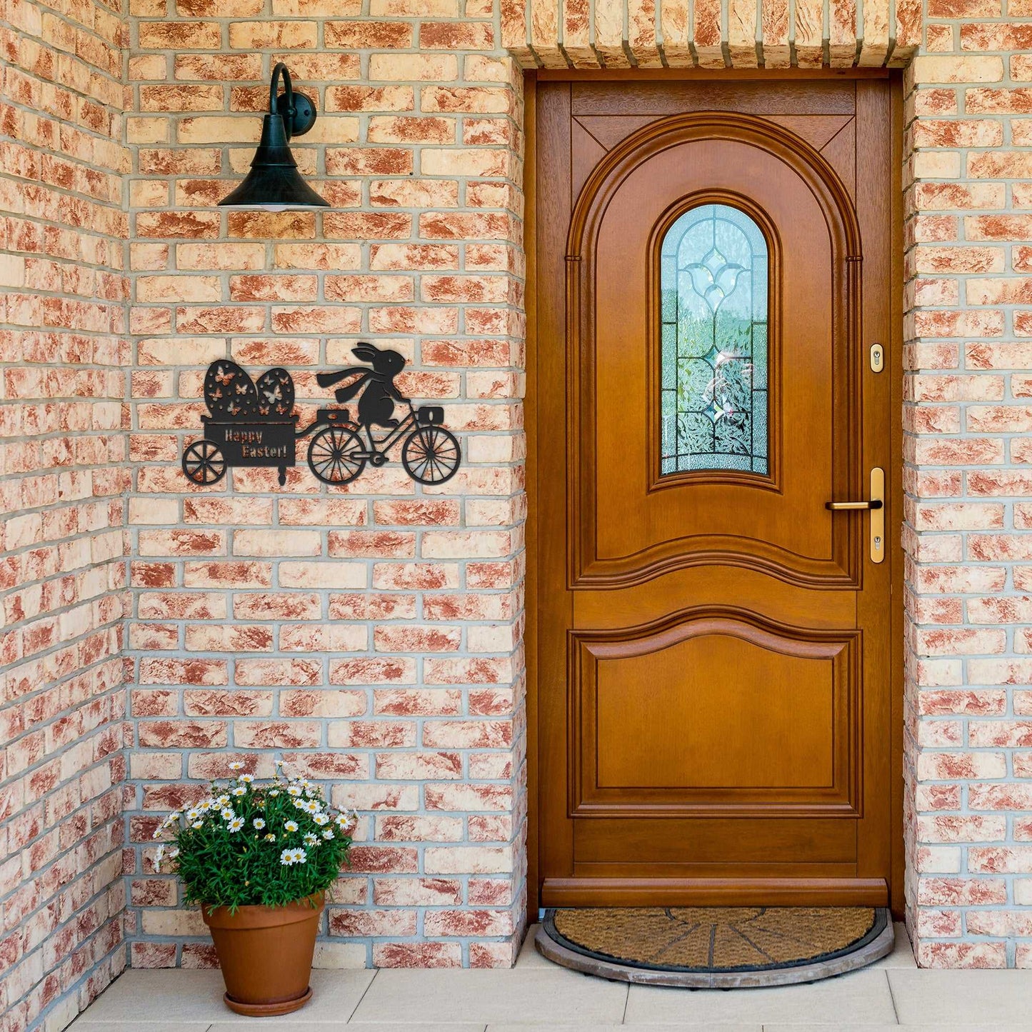 Easter Bunny Delivers Eggs Metal Wall Art