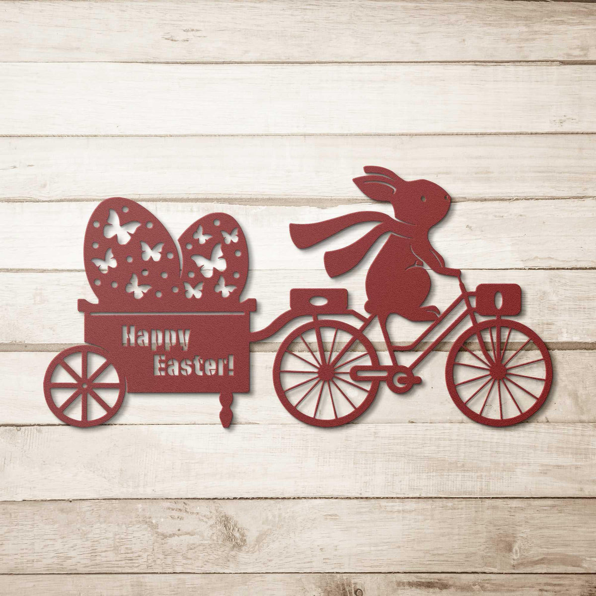 Easter Bunny Delivers Eggs Metal Wall Art