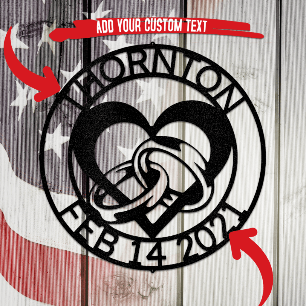 Engagement Heart and Rings Metal Wall Art