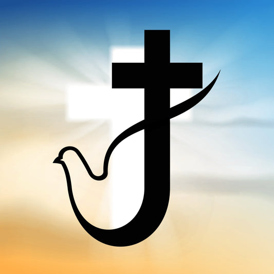 Faith and Love Entwined Cross & Dove Metal Wall Art