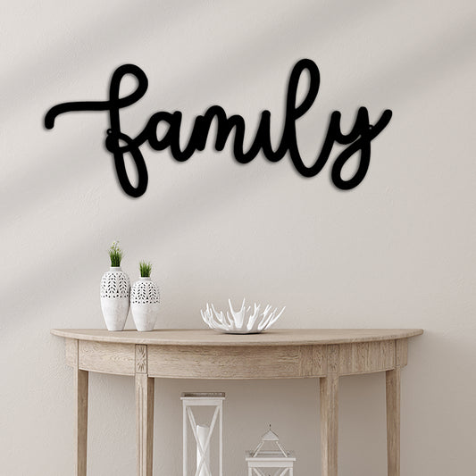 Family Script Metal Wall Art Home Forever Decor