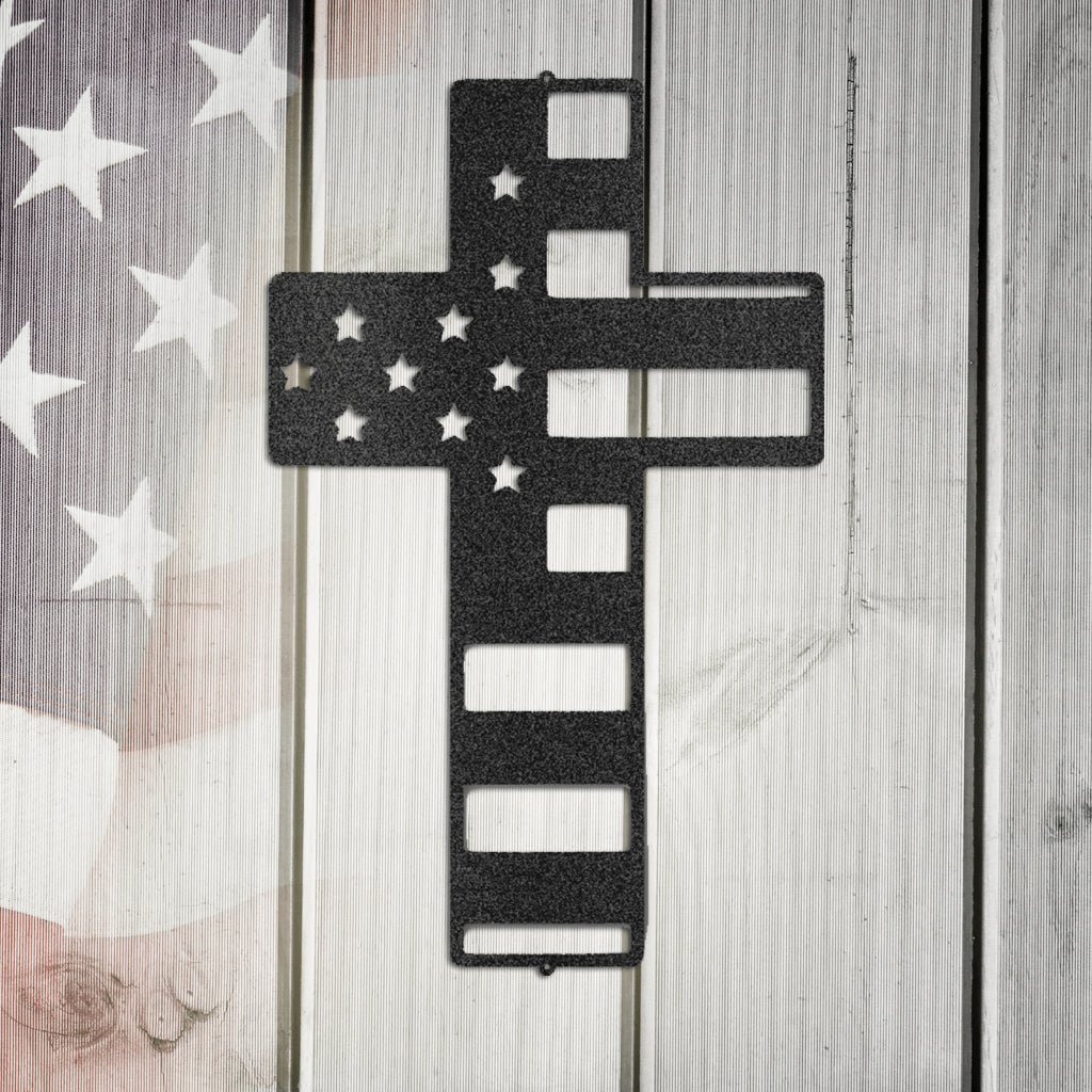 Flag Cross Metal Wall Art Custom Home Decor