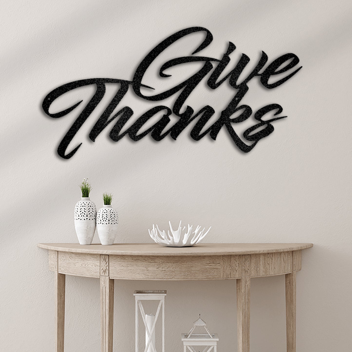 Give Thanks Quote Metal Wall Art Home Decor