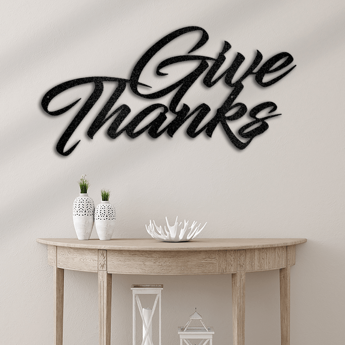 Give Thanks Quote Metal Wall Art Home Decor