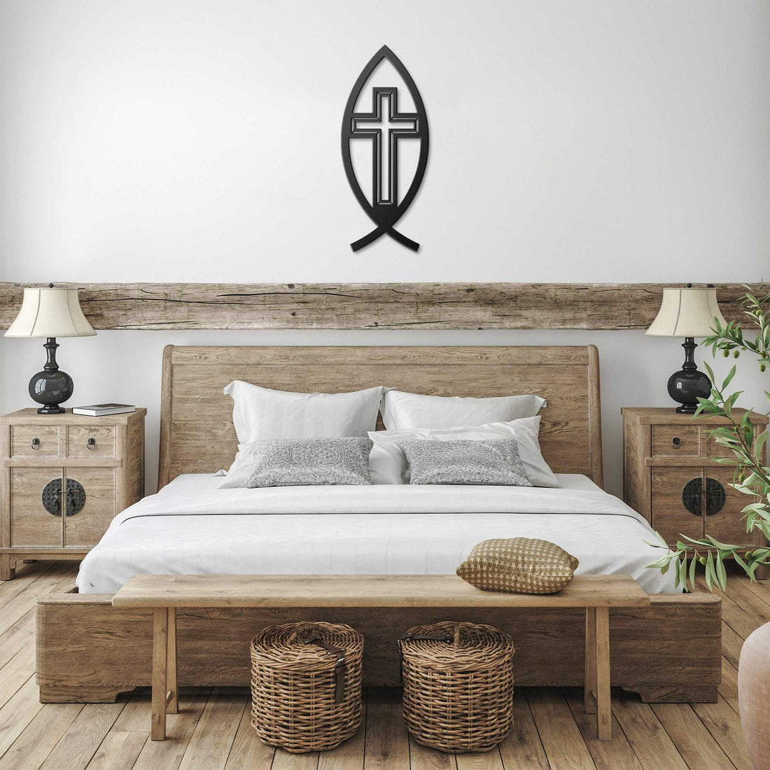 Ichthys Symbol Fish with Cross - Country Proud USA