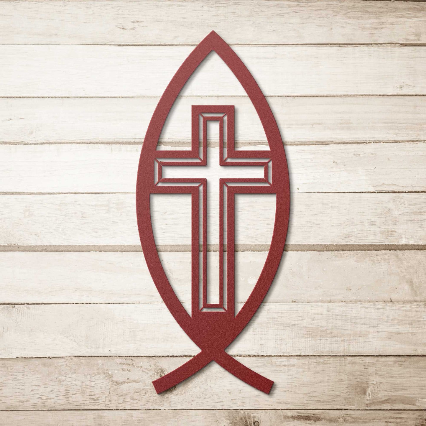 Ichthys Symbol Fish with Cross - Country Proud USA