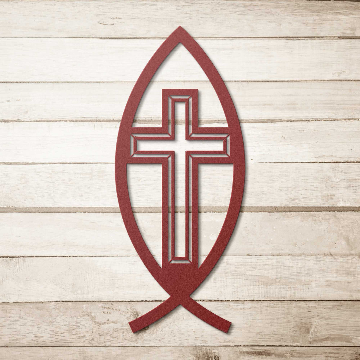 Ichthys Symbol Fish with Cross - Country Proud USA