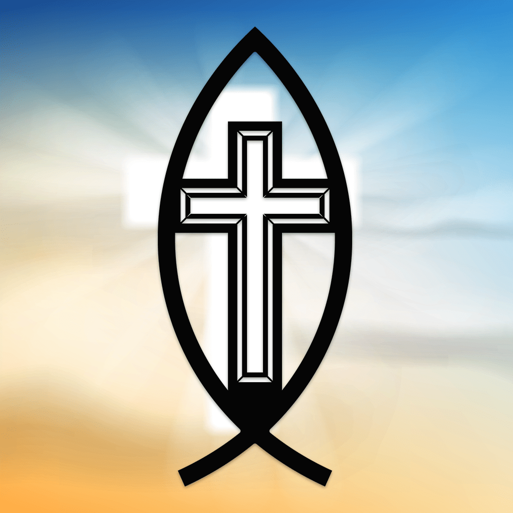 Ichthys Symbol Fish with Cross Metal Wall Art